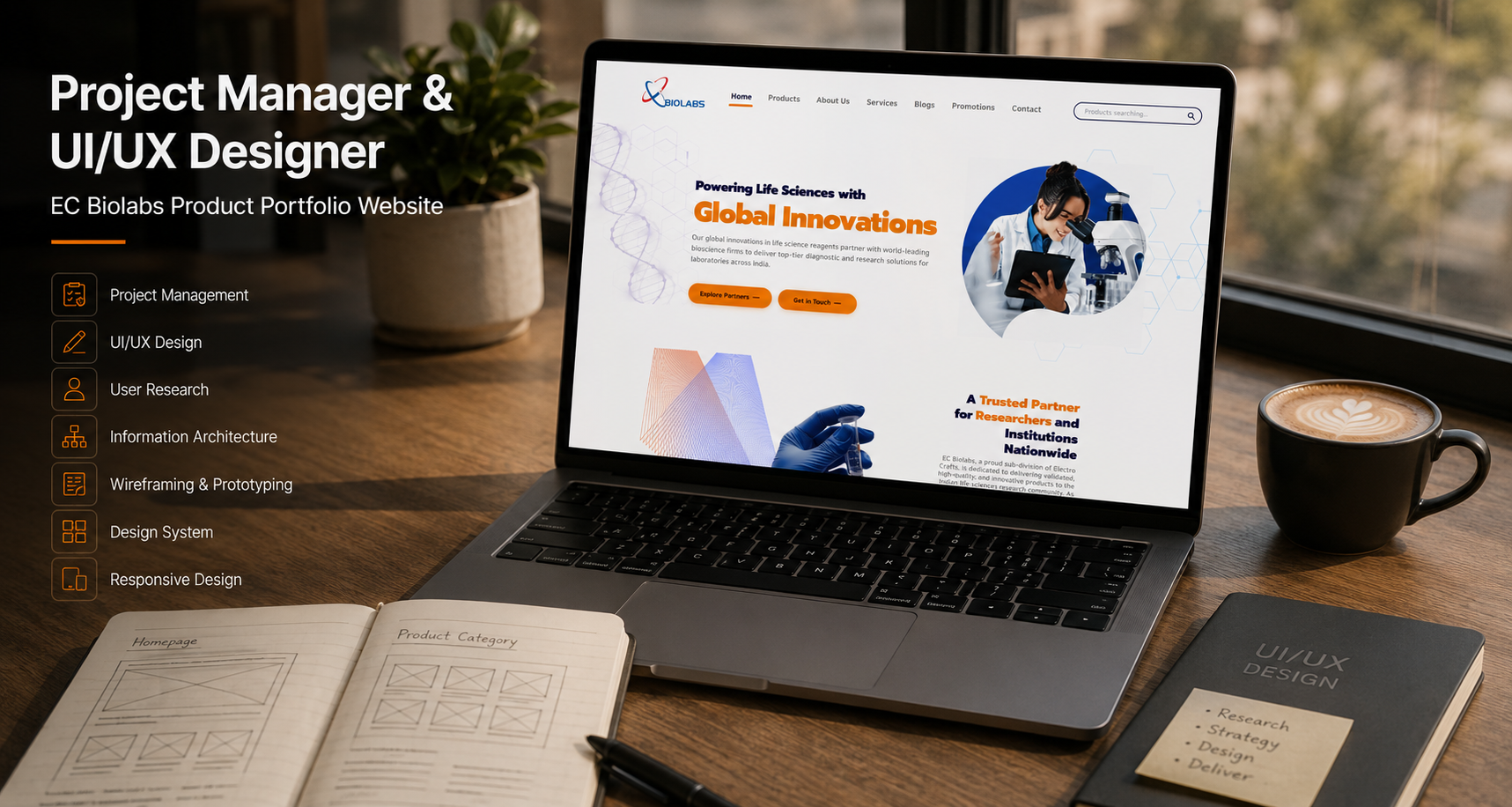 EC Biolabs project management and UI/UX design showcase